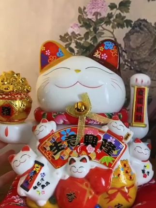 7招财猫摆件摇手店铺收银台开业礼品客厅乔迁新居招手发财猫双11#陶瓷招财猫摆件