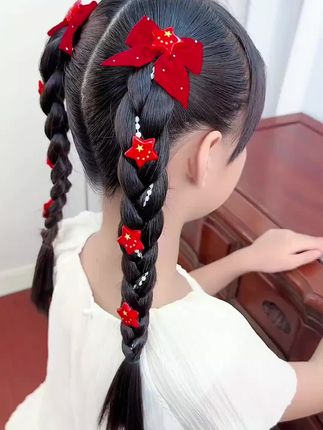 氛围感十足的国庆发型,今年国庆一定要给孩子安排上 #编发教程 #儿童发饰发夹 #国庆发饰