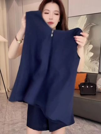 夏季新款时尚老钱风亚麻正反两穿背心套装时尚气质法式无袖显瘦 #夏季穿搭 #每日穿搭每日 #高级感穿搭 #穿搭女装 #舒适休闲