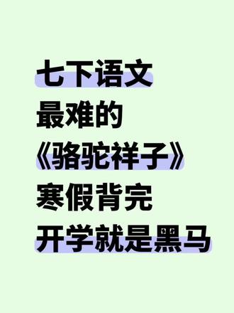 七下语文《骆驼祥子》寒假背完,开学就是黑马❗#骆驼祥子知识点