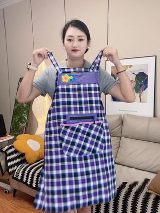纯棉无袖布兜拉链围裙厨房家用男女防油背带式夏季棉麻罩衣#围裙 #强烈推荐  #视频同款 #防水防油  #厨房围裙 @巨量千川 @DOU+小助手