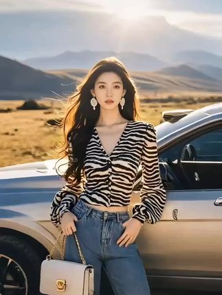 女春秋季独特设计感洋气小衫休闲斑马纹衬衫#早秋显身材平价上衣合集#初秋一周不重样穿搭#早秋冷冽又随性的气质穿搭#早秋贵气感穿搭#春秋穿搭