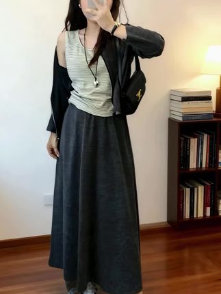 小个子2025春秋新款韩版百搭修身显瘦气质时尚垂感针织三件套装女#女装 #早秋穿搭 #早秋搭配