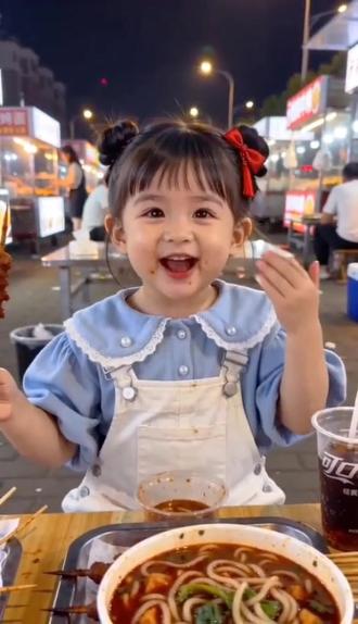 #AI小可爱夜市吃烧烤#吃串 #抖音玩法合伙人计划#随变ai随便玩