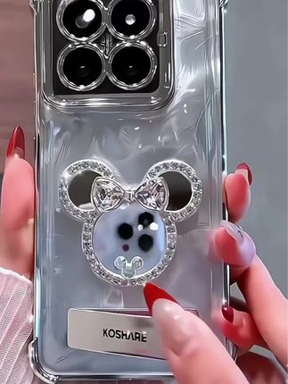 适用于红米NOTE14PRO手机壳:四角防摔米奇镜子隐形支架功能防摔手机壳#暴款手机壳#新款手机壳