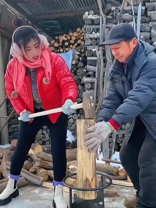 #劈柴器 家用农村十字劈柴机,劈柴破木头工具,一锤四份轻松快速分柴利器#实用好物