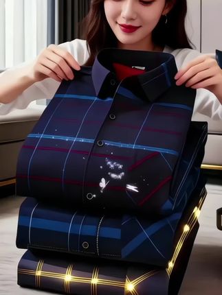 中老年秋冬加绒衬衫#衬衫控 #加绒衬衫 #商务休闲 #衬衫 #男士衬衫