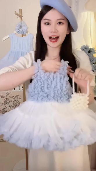 好甜!女童蓝色公主兔兔裙纱纱连衣裙#公主裙 #儿童公主裙 #女孩公主裙蓬蓬裙 #tutu裙 #夏天该有的样子