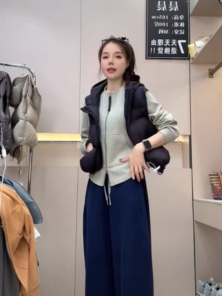 【高克重 高品质版本】秋冬加绒刺绣小标棉美式休闲弯刀阔腿裤女