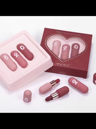 恒芳胶囊丝绒520口红3支套装、口红试色、适合送女友的口红