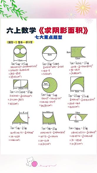 六年级求圆的周长、圆的面积,阴影部分面积是重难点,这本#几何36模型 都整理好了,带视频动画和讲解,直观好理解#几何 #阴影面积 #圆的面积