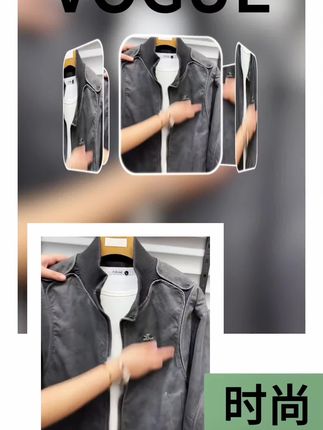 秋季新款6102男士休闲时尚百搭轻奢棒球领拉链夹克拼接上衣外套#简约大气 #男生穿搭 #潮牌穿搭 #外套穿搭 #新款