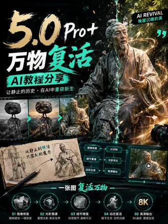 5.0pro+万物复活AI教程案例讲解! #我给waic划重点 #创作者扶持计划 #创作灵感 #创作灵感 #即梦AI