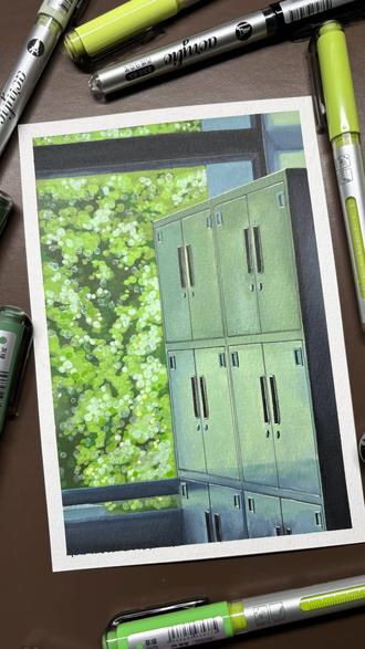 课间余荫|丙烯马克笔视频教程
窗畔的储物柜,盛着少年心事,
窗外的绿意漫进来,把校园的夏天,
晕成温柔的底色。
#热门 #画画
#跟着抖音学画画
#丙烯马克笔
#真实生活分享计划