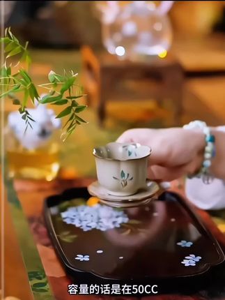 #仿古描金纯手绘蝴蝶兰花高足杯 #陶瓷茶杯 #功夫茶杯#蝴蝶兰花茶杯#纯手工绘茶杯