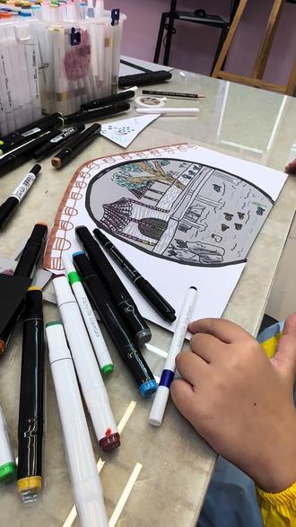 #一起来学画画 二年级小姑娘关于苏州园林的所见所想所画#创意美术 #老师不改画 #苏州园林 #拙政园