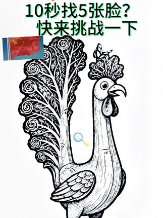 10秒找5张脸?你能找全吗#视觉挑战 #找人脸游戏 #眼力大考验 #趣味互动 #烧脑图片