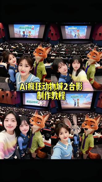 想和狐尼克 朱迪解锁沉浸式影院同框 《疯狂动物城2》AI合影教程来啦 从萌趣影院场景合成 特效风格挑选 到人物互动合影巧思 手把手教你打造专属“动物城观影大片” 不管是情侣款甜蜜同框 还是全员大合照的欢乐氛围 都能轻松搞定 更附带电影院写真级质感秘诀 帮你快速成为朋友圈“观影仪式感达人” 快跟着教程 解锁和动物城伙伴的趣味合影 开启这场满是惊喜的AI创作之旅~#即梦AI #疯狂动物城2 #疯狂动物城二ai合影制作教程 #萌趣影院风