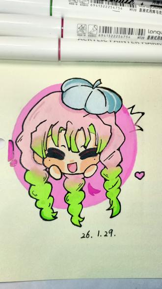 粉丝投稿我来画!这次画的是——鬼灭之刃甘露寺蜜璃#纸绘 #日常瞎画 #画画 #手绘