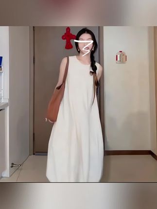 法式气质风情万种无袖背心连衣裙子女装2025新款夏季花苞长裙#女士必备