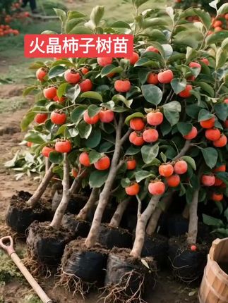 火晶柿子树苗,南方北方都可以种,产量高,非常好种植#火晶柿子 #火晶柿子树苗