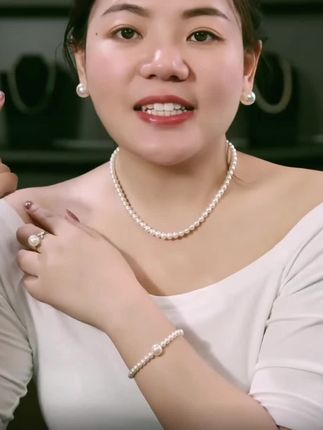 OUMEILA施家珠项链 倪妮同款施家珠珠全珠项链妈妈颈链元宝扣头
