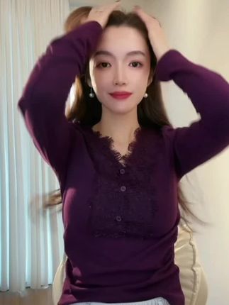 性感纯欲钓系蕾丝磨毛秋冬长袖显瘦针织褶皱收腰修身 T恤女上衣 #江永少儿主持 #丽桑卓s11阵容推荐 #裙子连衣裙子长款 #舞蹈服女装高档 #裙子长版连衣裙