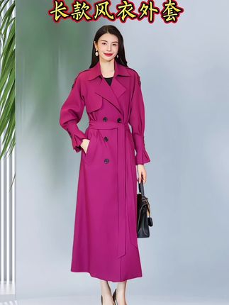 春秋冬三季皆宜!轻奢收腰女风衣,过膝版型显瘦百搭,时尚感拉满#风衣穿搭 #风衣 #好物推荐🔥