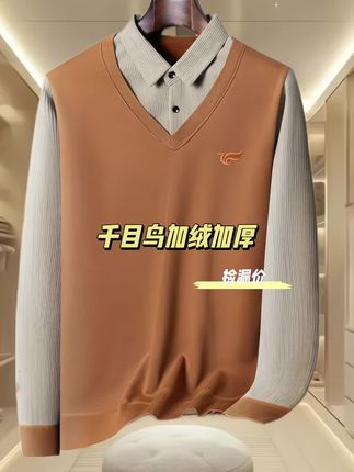 加绒加绒长袖假两件 #百搭上衣 #polo衫穿搭 #上衣穿搭 #慵懒风穿搭 #假两件衬衫 假两件加绒加厚衬衫