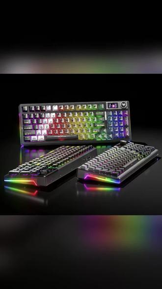 透明三模客制化机械键盘五层填充无线游戏电脑键盘NB#好物推荐🔥