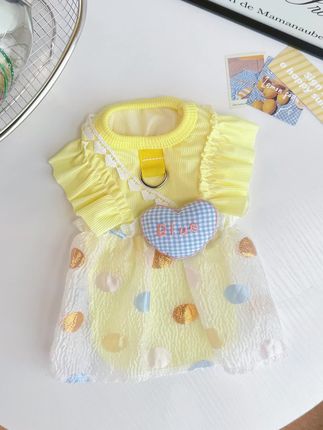 奶黄爱心泡泡裙宠物服饰夏季薄款透气猫咪狗狗衣服防晒冰丝比熊#宠物#薄款#夏季#衣服#防晒