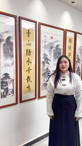 高山流水中式中堂画农村堂屋正中挂画大气山水画老家客厅五联壁画#客厅装饰画 #挂画 #装饰画 #新年装饰 #中堂画