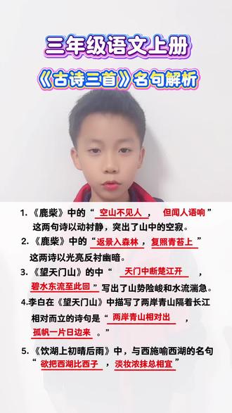 #三年级 三年级语文上册《古诗三首》名句解析#孩子教育 #每日学习打卡 #小学语文 #学习
