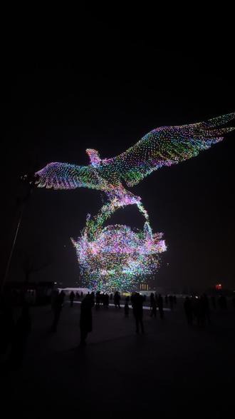 合肥春晚分会场两万架无人机,震撼现场点亮夜空#无人机灯光秀 #春晚彩排