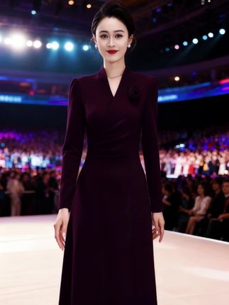 气质高贵收腰连衣裙2025秋季新款修身显瘦喜婆婆婚宴礼服长裙 #初秋穿搭 #穿出自己的风格 #穿出高级感 #女装 #穿搭