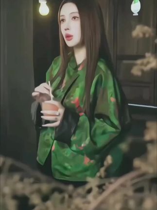 这个新中式的小套装,它外面是那种小立领的,里面是带暗门的,系带子的!