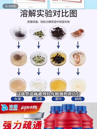 #管道疏通剂  【沫檬强力管:/ 道疏通液强效下水道去飞虫地漏堵塞臭专用溶解剂卫生间】
