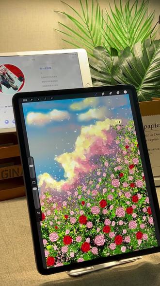 玫瑰漫过云端,星光坠入花海#2026绘画开年挑战 #ipad绘画 #procreate绘画 #治愈系绘画 #绘画教程