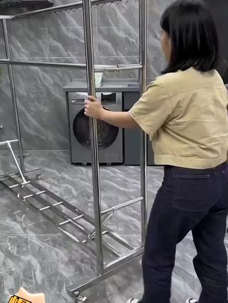 家用晾衣架镀锌钢管落地简易双杆晒被子晒衣架子落地式#家用晾衣架#钢管落地衣架子#落地式晾衣架子