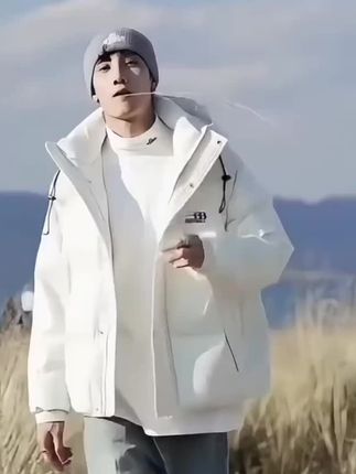 新国标羽绒服男冬季新款白鸭绒连帽加厚保暖外套青少年潮牌面包服 #羽绒服#新款羽绒服#保暖羽绒服#潮男穿搭