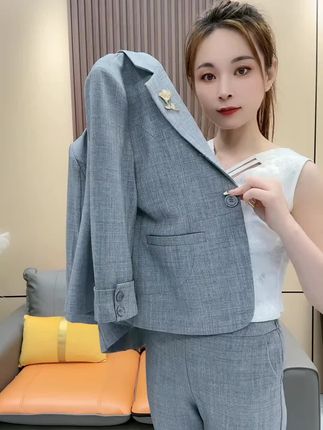 【西服+裤子】2025秋季新款设计感时尚西装女洋气小西服296-套装#西装两件套装 #两件套装 #妈妈套装 #秋款外套