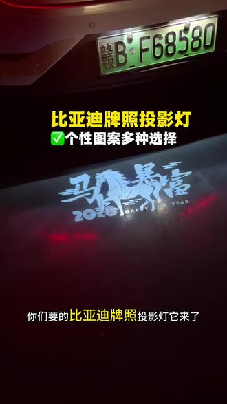 比亚迪牌照投影灯终于研发出来了,无损安装 原车插头对插,有多种不一样的图案,给自己的爱车也安排起来吧“🐎马上暴富”#比亚迪#比亚迪牌照投影灯 #秦plus#牌照投影灯