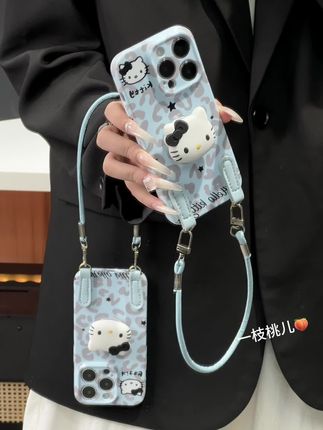 新买的17壳子买好了吗 都来试试这个雾霾蓝豹纹kt猫支架手机壳#闺蜜同款 #也太可爱了吧 #可爱手机外壳