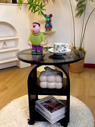 现代圆形客厅阳台小茶几轻奢创意家用简易床头柜桌子角几#茶几#圆形茶几#轻奢茶几