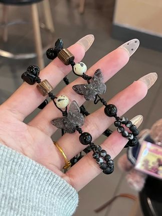 非金属玻璃手链 新中式水墨晕染蝴蝶手链简约古风情侣同款手饰#手链控 #手串搭配 #手链 #首饰分享 #首饰