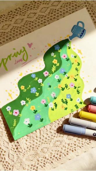 30秒画完一条春日溪流!手残党也能画出的治愈风景🌿
不用草稿!随手涂鸦都超有氛围感~
绿草地层层叠叠,小野花随风摇曳,洒水壶一浇,春天就来了!#手绘教程 #丙烯马克笔 #零基础学画画 #春天绘画主题 #真实生活分享计划