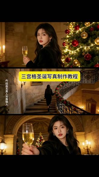 三宫格圣诞节写真指令教程来啦!#豆包ai #豆包P图已经nextlevel了 #圣诞节 #豆包 #圣诞节氛围感照片