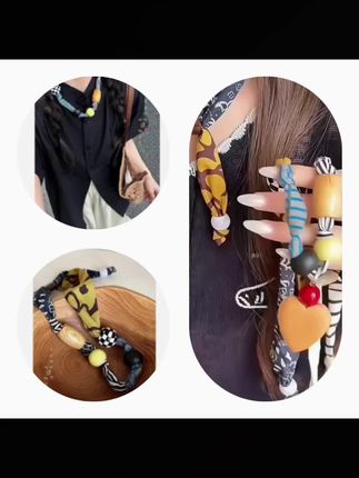 非金属布艺项链 趣味拼接项链女可调节长款锁骨链小众设计感配饰 #配饰分享 #手链 #原创设计 #小众穿搭 #饰品控