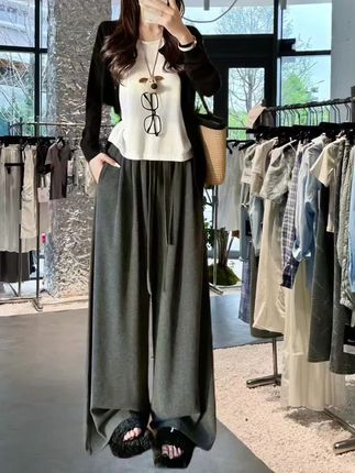 【现货+运费险】2025新软糯慵懒垂感休闲裤秋高腰垂坠松弛感阔腿裤#强烈推荐 #简约穿搭 #女神穿搭 #女装穿搭 #穿搭分享