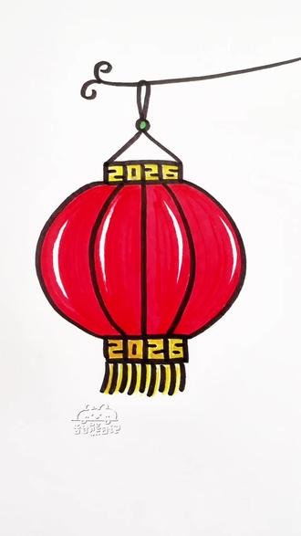 用工字画灯笼,简单又好看~#幼儿美术#简笔画教程#儿童简笔画#育儿#一起学画画